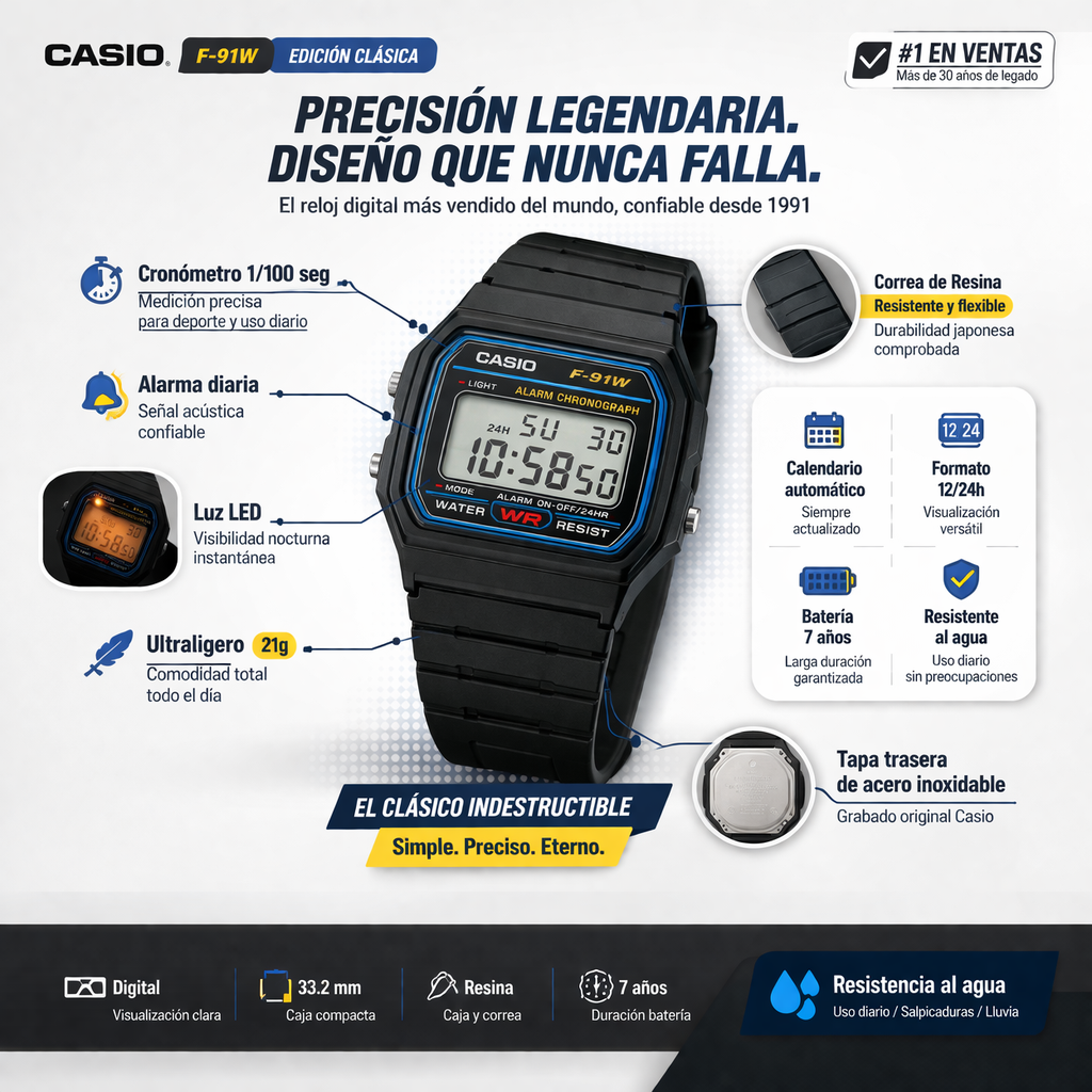 Reloj Casio F91W Clasic
